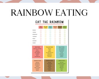 Tracker alimentare arcobaleno per bambini stampabile (download digitale)