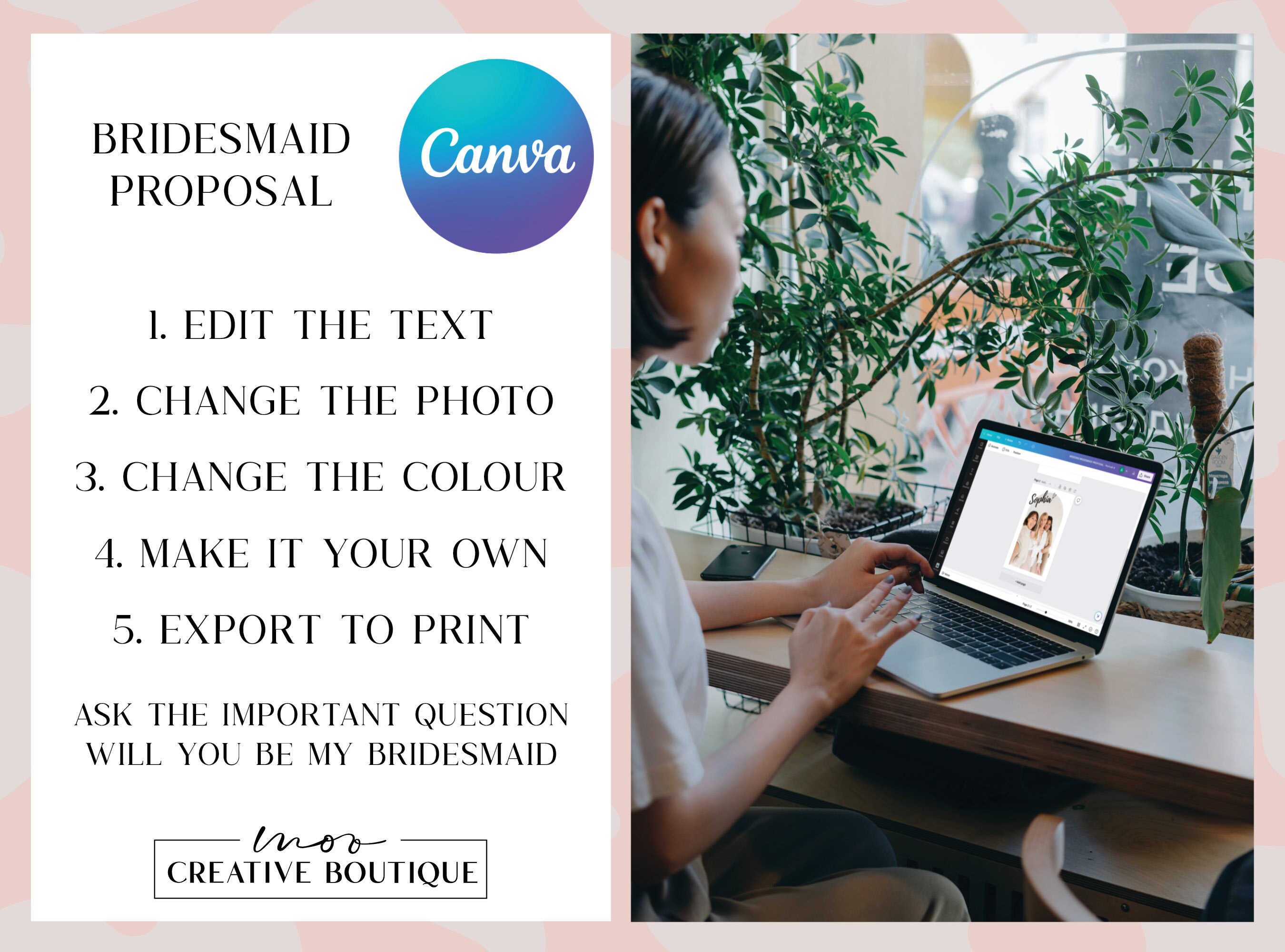 Bridesmaid Proposal Letter Template Editable With Canva Will You Be My