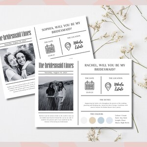 Bridesmaid Info Card Template - editable with Canva | Bridal Party Info Card for Bridesmaid | Bridesmaid Proposal Card | Newsletter Template