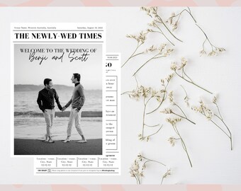 Modello modificabile per programma di giornale di nozze / Canva, Visual Design (download digitale)