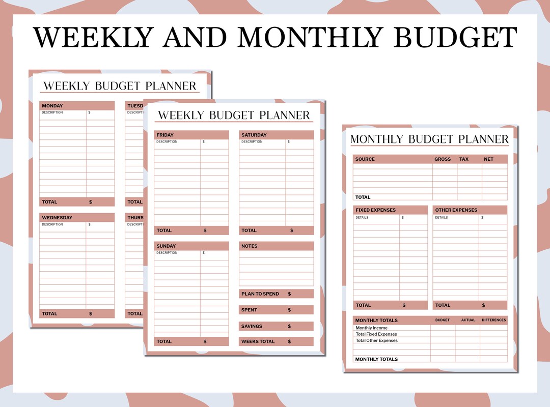 Printable Weekly and Monthly A4 Budget Planner, Budget Planning PDF - Etsy