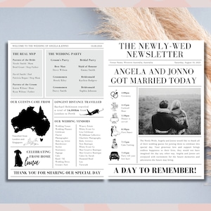 Wedding Newspaper Program Editable Canva Template | Digital Wedding Program Template | Visual Wedding Newspaper | Wedding Newspaper program
