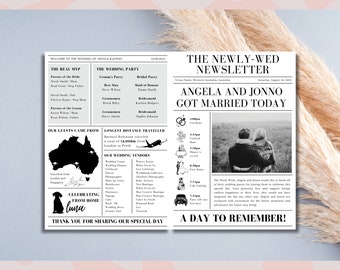 Modello modificabile per programma di giornale di nozze / Canva (download digitale)