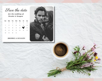 Modello Save the Date per foto di matrimonio - Invito calendario minimalista (modificabile con Canva)