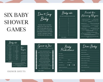Sei giochi Boho Baby Shower con fogli di risposta, formato A5 stampabile