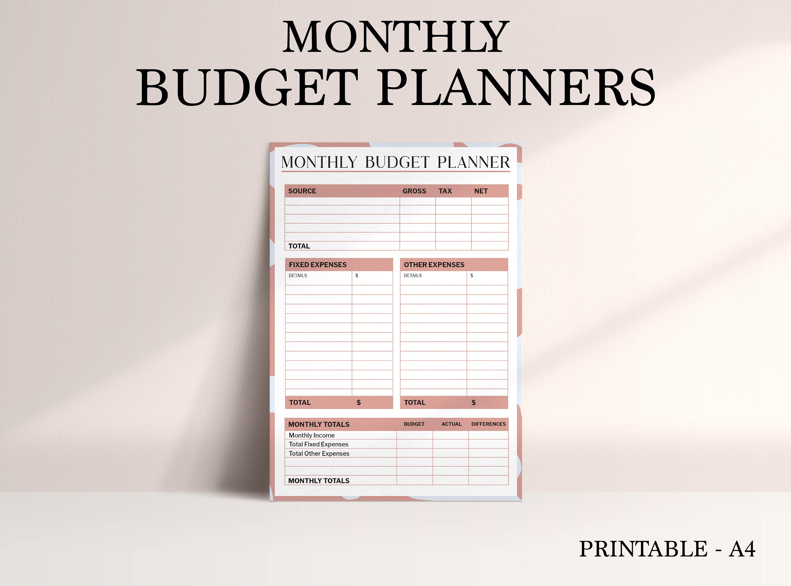 Weekly Budget Planner Printable Sheet