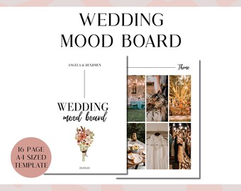 Boho Wedding Mood Board Template | Editable Canva Design (Digital Download)