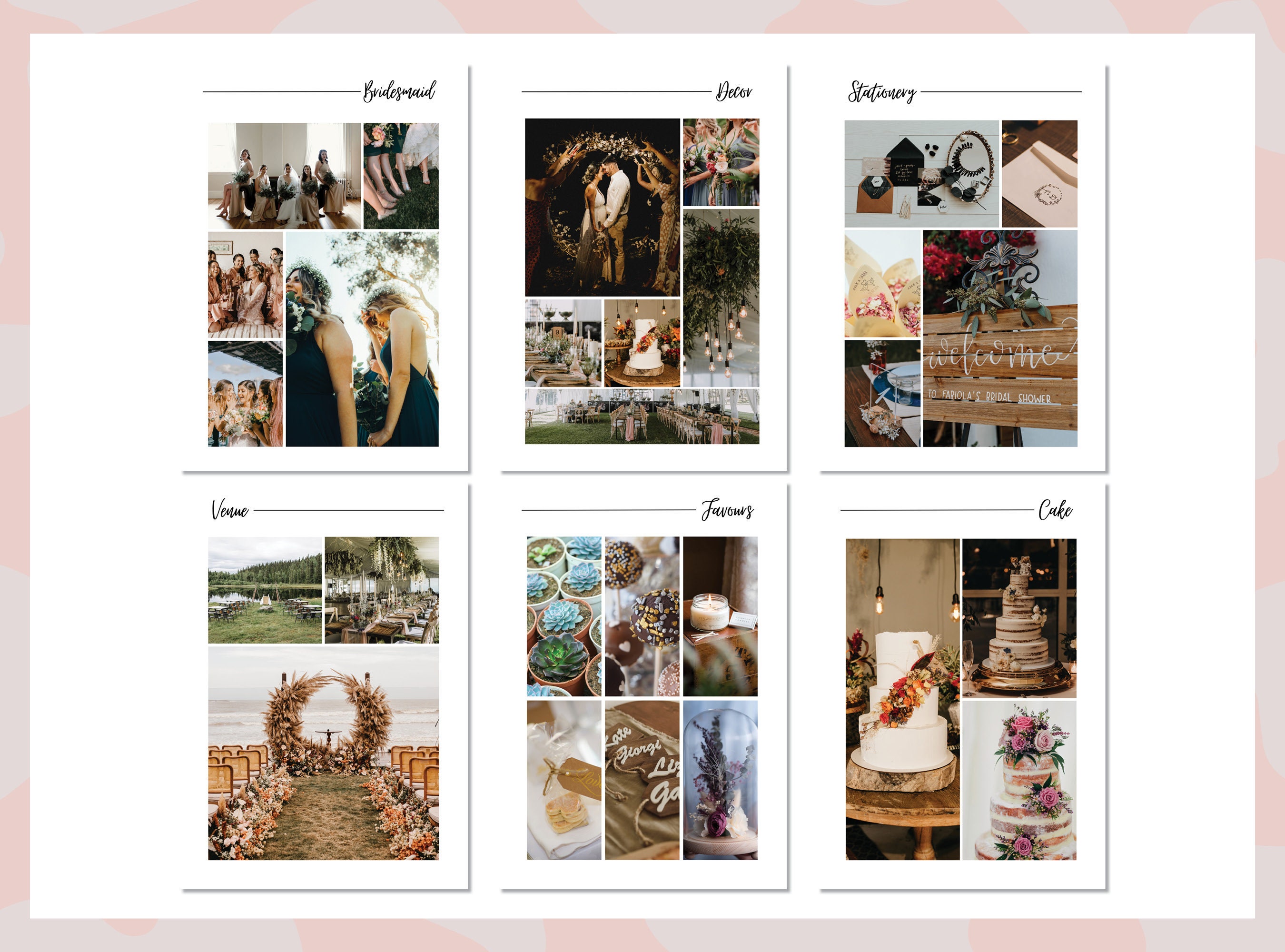Boho Wedding Mood Board Template | Editable Canva Design (digital ...