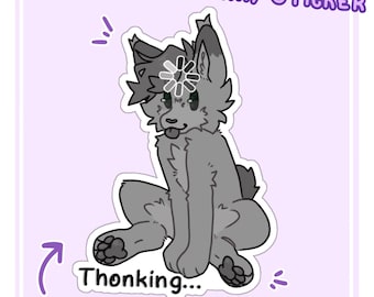 Funny Furry "Thonking" Sticker: Waterproof Laptop, Waterbottle Decor