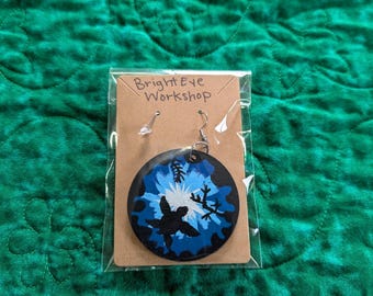2 inch wooden hand painted earrings underwater turtle