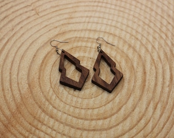 Wooden Earring Dangle Geometric Shape Simple Modern Jewelry Black Walnut