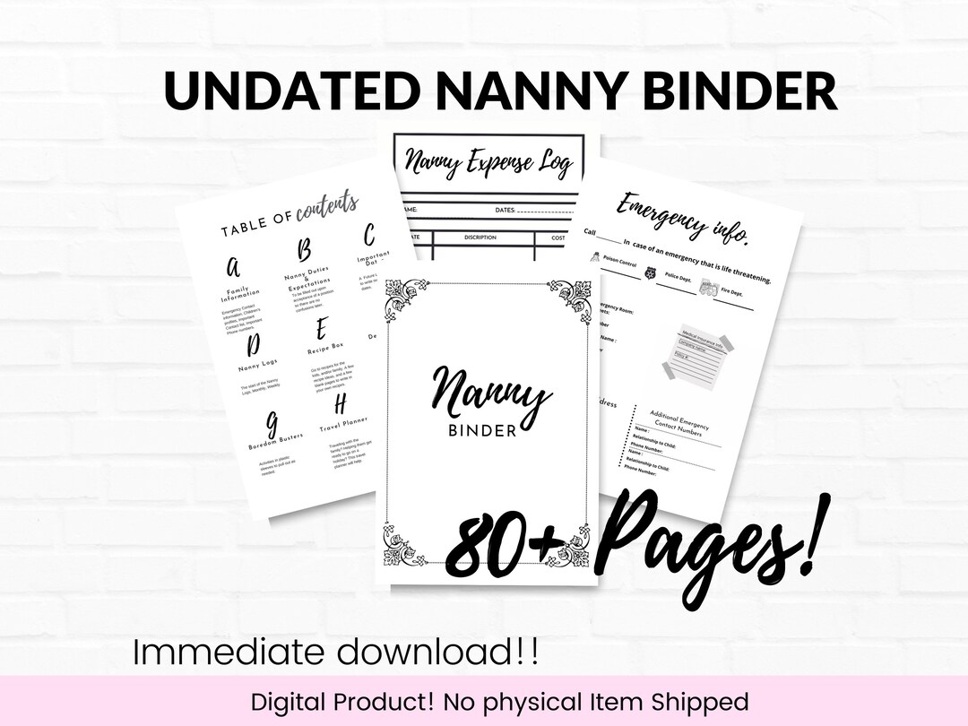 Undated Nanny Binder Minimalist Nanny Logs Babysitting - Etsy