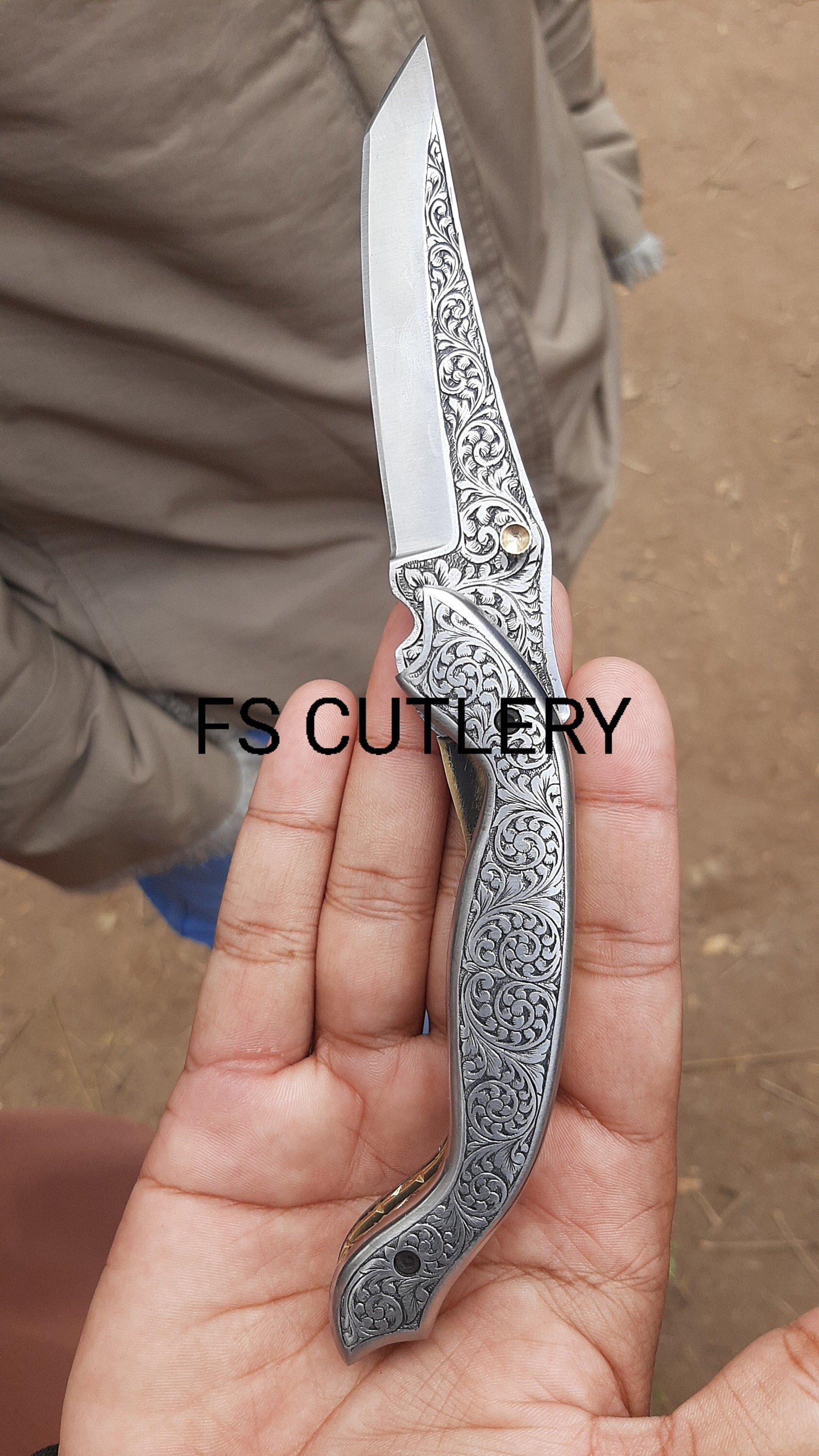 Personalized Artisan Engraved Folding Knife – D2 Steel