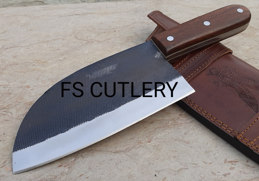 D2 Steel Butcher Serbian Chef Cleaver Knife Rose Wood Handle Etsy