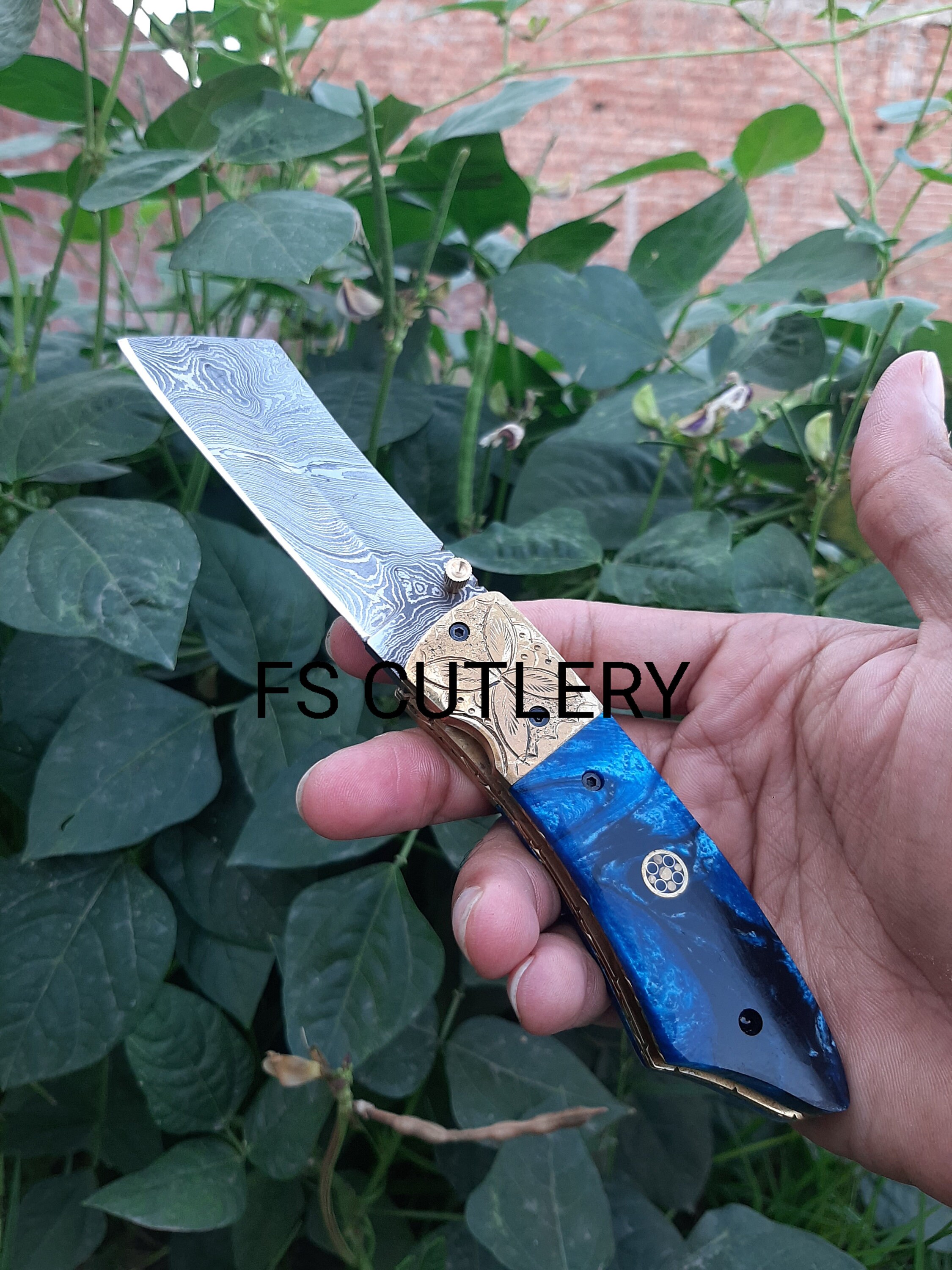 Prestigious Damascus Steel Pocket Folding Knife With Leather Sheath -Anniversary Gifts - Birthday Gifts