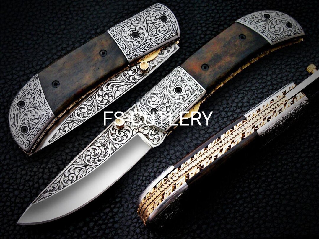 Engraved Folding Knife Prestigious Handmade Engraved Pocket Etsy