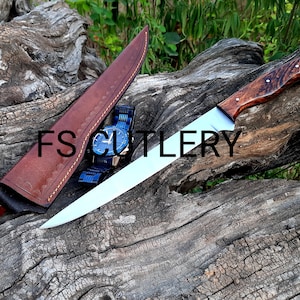 Personalized Fillet Knife, Fishing Fillet Knife, Hand Forged Fillet Knife, Custom Handmade J2 Steel Fillet Knife with Leather Sheath