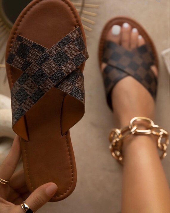 Chocolate Checkerboard Sandals