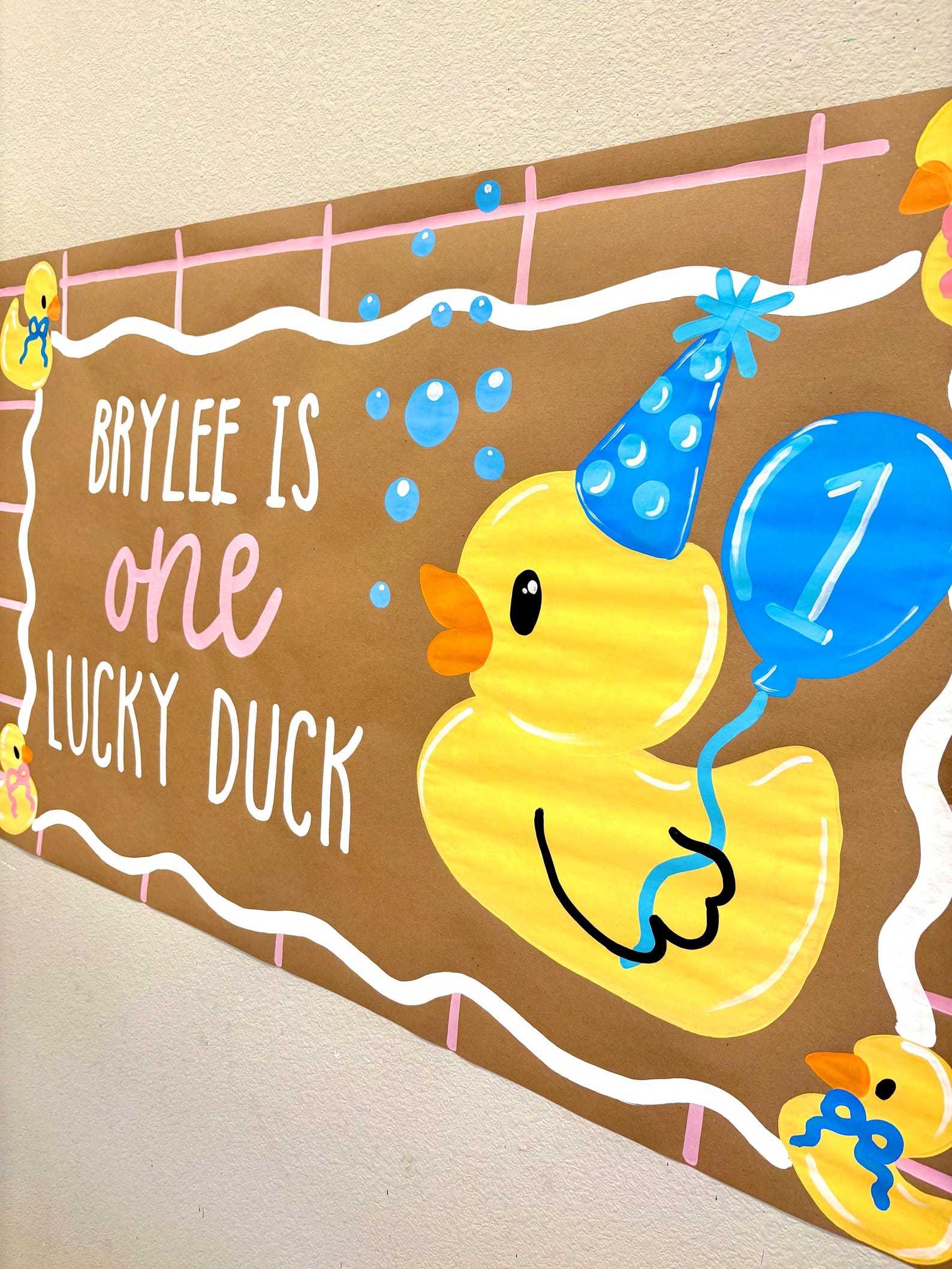 One Lucky Duck Birthday Banner | Custom Hand Painted First Birthday ...