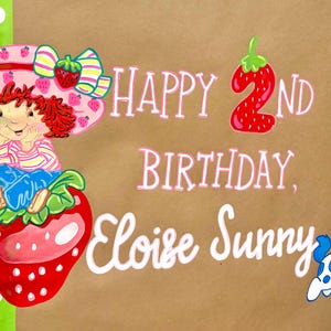 Custom Hand-Painted Birthday Banner: Berry Theme Party Decor