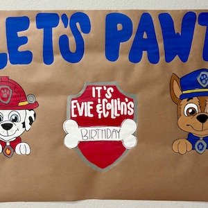 Custom Paw Patrol Birthday Banner: Hand-Painted Party Decor