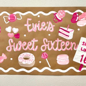 Custom Banner- 16th Birthday Banner- Brown Paper Birthday Banner- Sweet Sixteen Banner- custom birthday Decor- 16th Birthday Banner