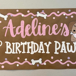 Custom Dog Birthday Banner: Hand-Painted Brown Paper Pawty Decor