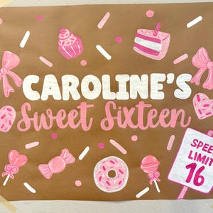 Custom Banner- 16th Birthday Banner- Brown Paper Birthday Banner- Sweet Sixteen Banner- custom birthday Decor- 16th Birthday Banner