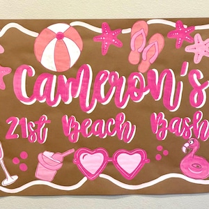 Custom Beach Adult Birthday Banner- Birthday Banner- Brown Paper Birthday Banner- Women’s Birthday Banner- Beach Banner- 21st birthday decor