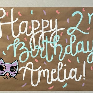 Banner personalizado - Banner de cumpleaños - Banner de cumpleaños de papel marrón - Banner de compromiso - Decoración de cumpleaños personalizada - Banner de baby shower