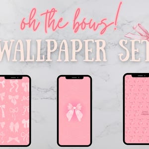 Trendy Bow Wallpaper | Aesthetic Boho Wall Decor | Pink & Neutral Digital Download | Cute Girly Background for iPhone