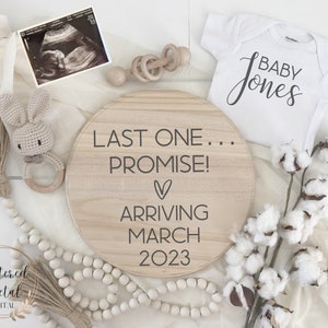 Last baby digital pregnancy announcement, grand finale, baby announcement for social media, baby reveal, baby neutral, facebook, instagram image 1