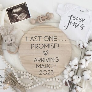 Last baby digital pregnancy announcement, grand finale, baby announcement for social media, baby reveal, baby neutral, facebook, instagram image 1