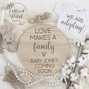 Adoption digital announcement, love makes a family, we are adopting reveal, baby announcement, personalized social media template insta fb