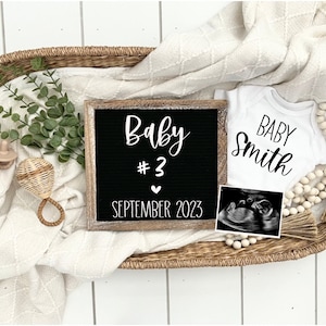 Baby #3 digitale Schwangerschaft Ankündigung, drittes Baby, Tie Breaker, boho neutral Baby Ankündigung Social Media, Baby Enthüllung, letztes Baby