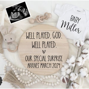 Surprise baby digital pregnancy announcement, grandparent pregnancy reveal, boho announcement for social media, unexpected baby announcement