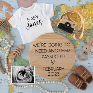 Travel pregnancy announcement digital, need a new passport, new travel companion, personalized pregnancy reveal, baby reveal, expecting