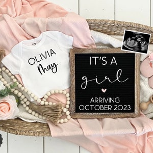 Mädchen digitale Schwangerschaftsmitteilung, Baby Mädchen, es ist ein Mädchen, kleine Schwester, Tie Breaker, Gender Reveal, Gender Ansage, Social Media