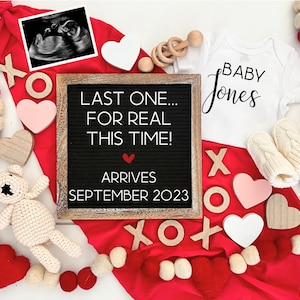 Last baby digital pregnancy announcement, grand finale, valentine&#39;s day pregnancy announcement, baby announcement for social media, reveal