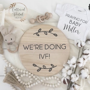 IVF digital announcement, praying for baby, infertility, pregnancy hopeful, digital announcement, social media, instagram, facebook, baby