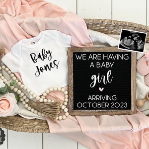 Mädchen digitale Schwangerschaftsmitteilung, Baby Mädchen, es ist ein Mädchen, kleine Schwester, Tie Breaker, Gender Reveal, Gender Ansage, Social Media
