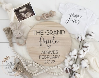 Last baby digital pregnancy announcement, grand finale, editable baby announcement for social media, neutral, baby reveal, facebook, insta