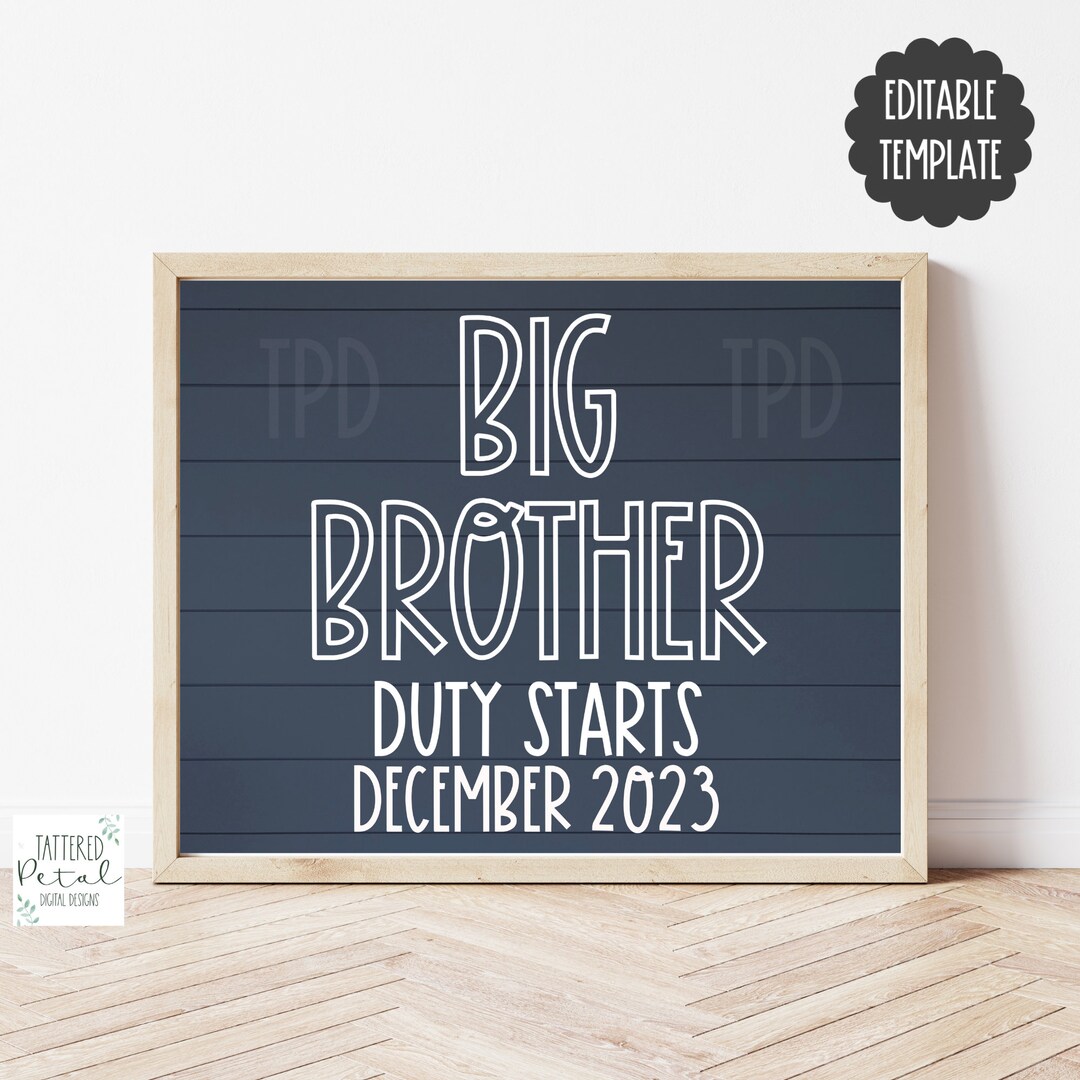 Big Brother Announcement Sign, Pregnancy Announcement, Editable ...