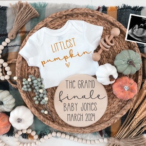 Fall digital pregnancy announcement, little pumpkin pregnancy announcement, last baby, grand finale pregnancy reveal social media, instagram