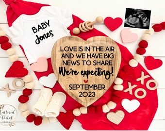 Valentine's Day digital pregnancy announcement, Valentine announcement, pregnancy reveal, neutral, social media, instagram, facebook, baby