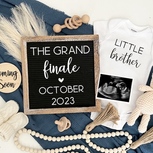 Last baby digital pregnancy announcement, grand finale, boy baby announcement for social media, boy baby reveal, little brother, last one