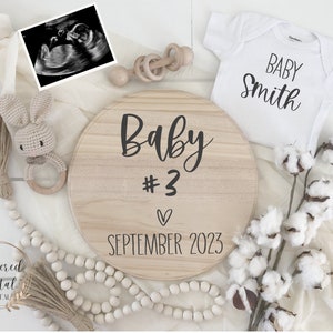 Third baby digital pregnancy announcement, baby #3, baby number three, personalized baby announcement social media, baby reveal last baby