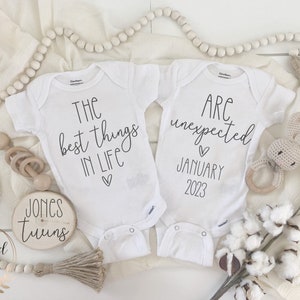 Twins pregnancy announcement, surprise pregnancy, digital pregnancy announcement, the best things in life are unexpected, baby reveal, twins