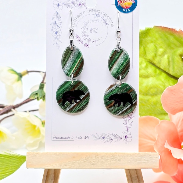 Montana Bear Earrings - Forest Tones