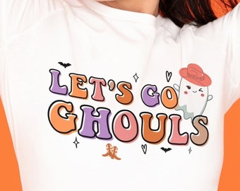 Let's Go Ghouls PNG SVG, Cute Ghost Png, Halloween Sublimation Design, Retro Halloween Png, Grappig Halloween Design, Lets Go Girls